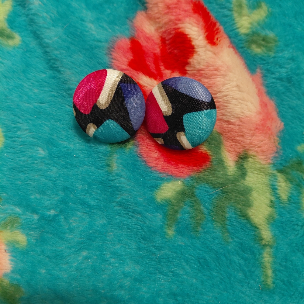 Colorful Fabric Button Earrings